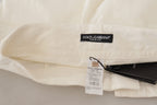Dolce &amp; Gabbana White High Waist Tapered Women Cotton Pants