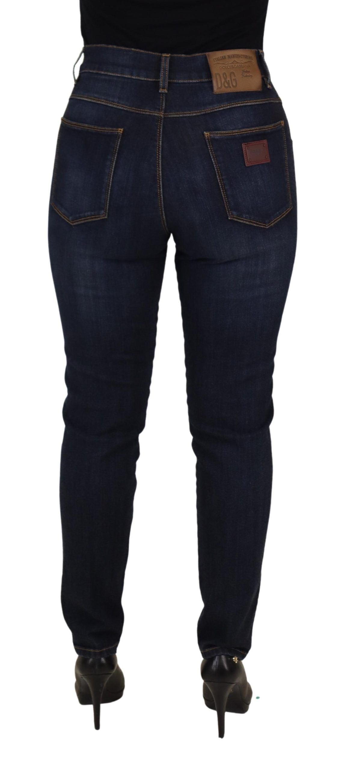 Dolce &amp; Gabbana Blue Cotton High Waist Skinny Denim Jeans