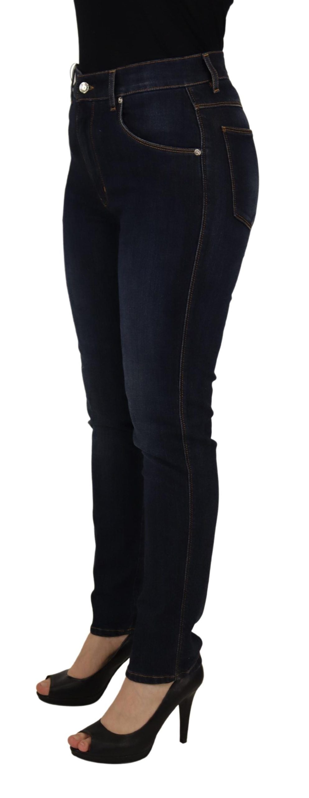 Dolce &amp; Gabbana Blue Cotton High Waist Skinny Denim Jeans
