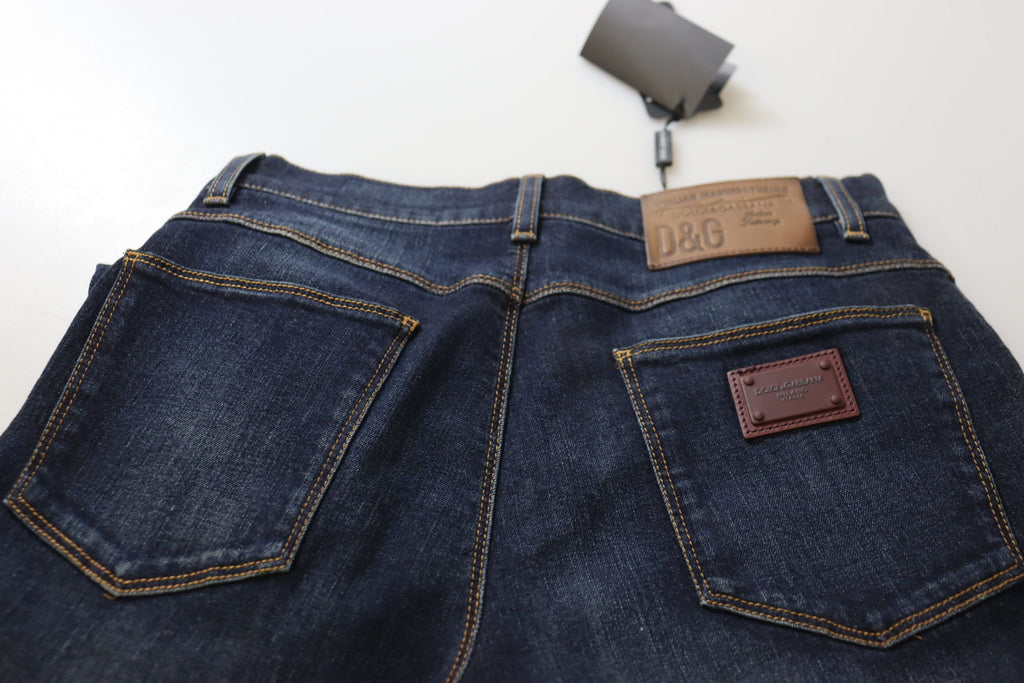 Dolce &amp; Gabbana Blue Cotton High Waist Skinny Denim Jeans