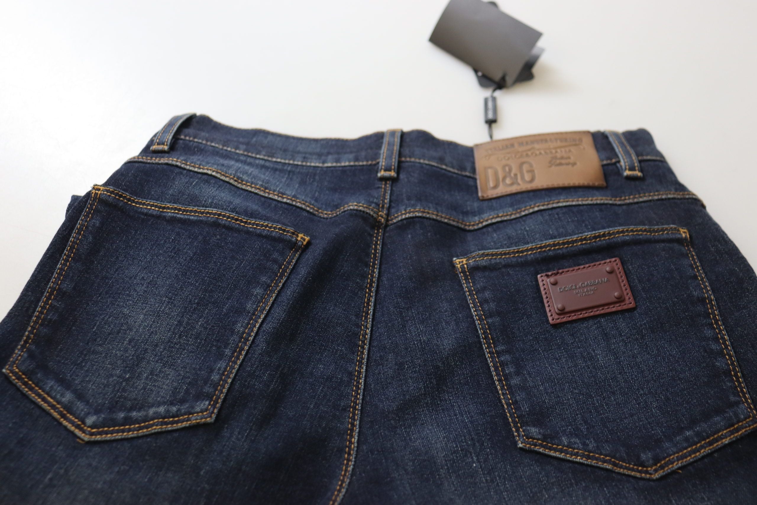 Dolce &amp; Gabbana Blue Cotton High Waist Skinny Denim Jeans