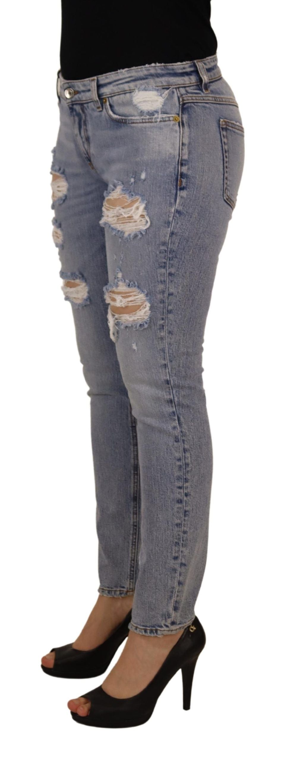 Dolce &amp; Gabbana Blue Cotton Stretch Skinny Low Waist Denim Jeans
