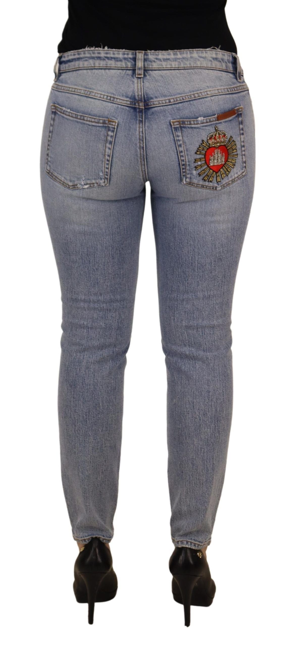 Dolce &amp; Gabbana Blue Cotton Stretch Skinny Low Waist Denim Jeans
