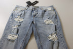 Dolce &amp; Gabbana Blue Cotton Stretch Skinny Low Waist Denim Jeans