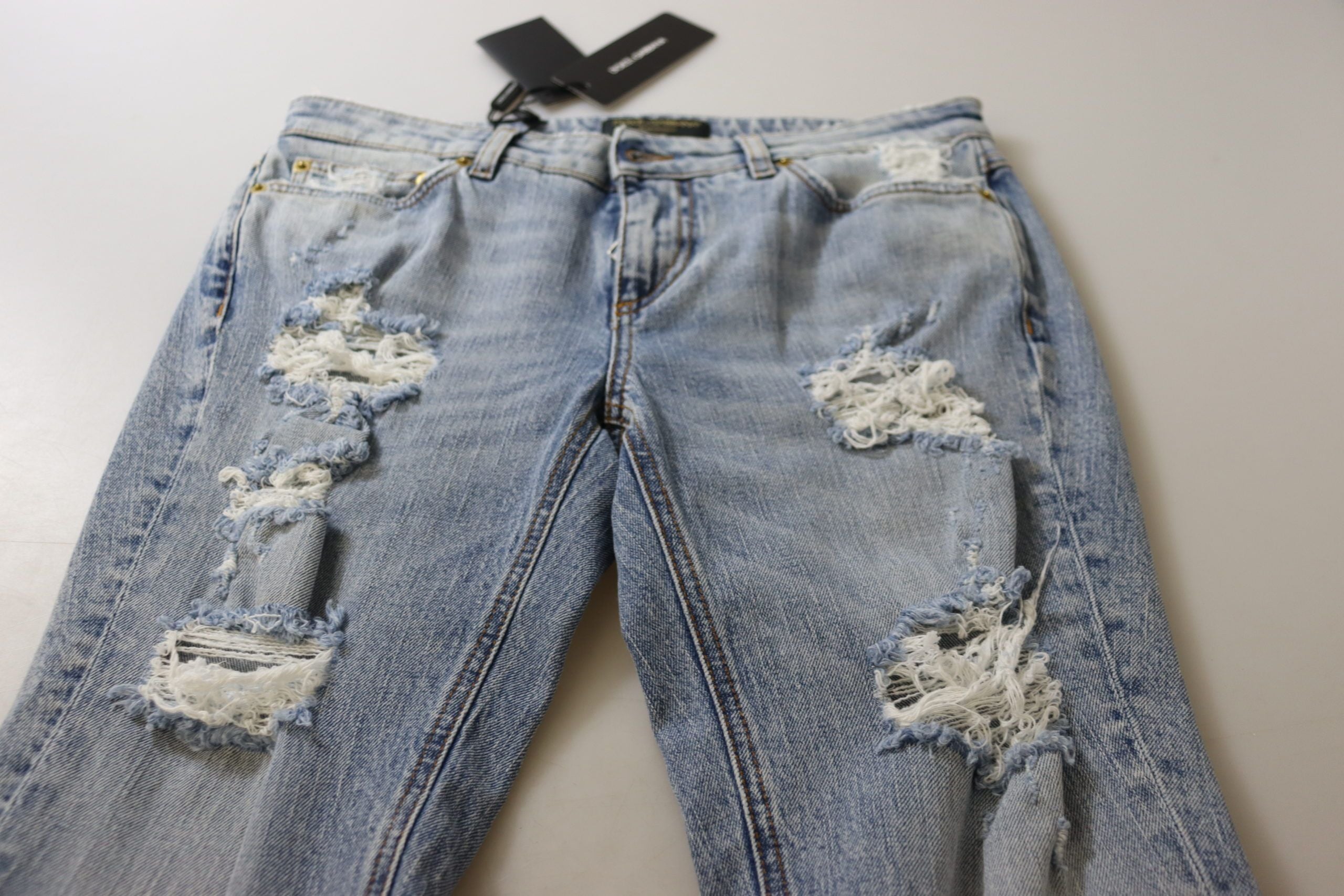 Dolce &amp; Gabbana Blue Cotton Stretch Skinny Low Waist Denim Jeans