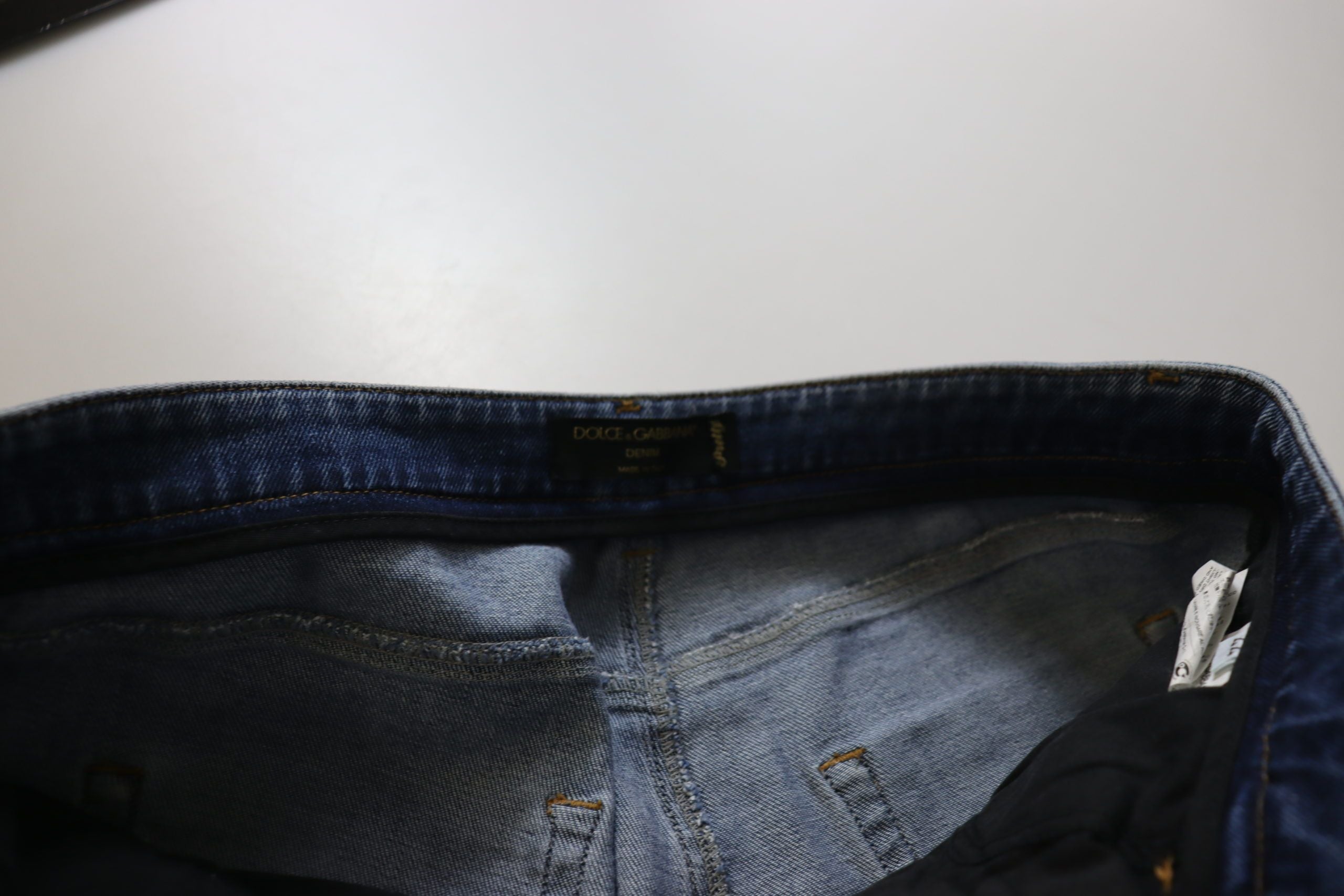 Dolce &amp; Gabbana Blue Washed Cotton Skinny Low Waist Denim Jeans