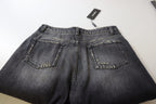 Dolce &amp; Gabbana Black Washed Tattered High Waist Denim Jeans