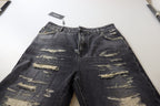 Dolce &amp; Gabbana Black Washed Tattered High Waist Denim Jeans