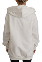Dolce &amp; Gabbana White Hoodie Pullover Embroidered Sweater