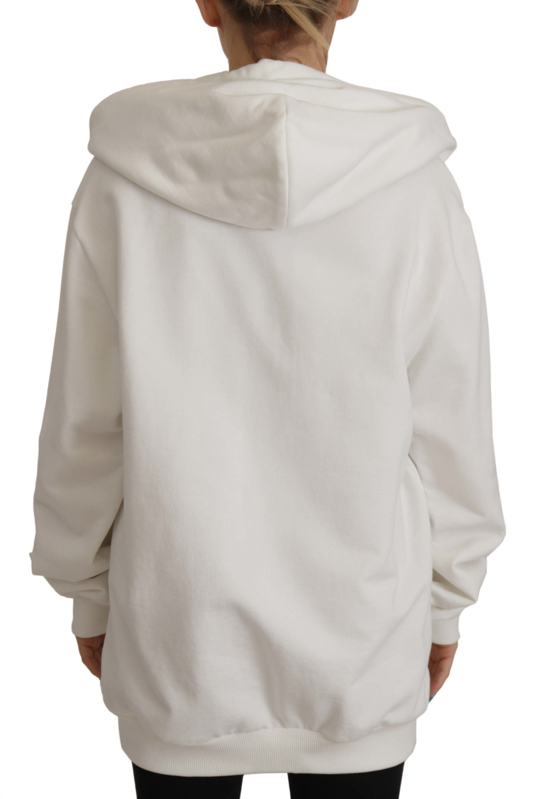 Dolce &amp; Gabbana White Hoodie Pullover Embroidered Sweater