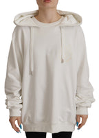 Dolce &amp; Gabbana White Hoodie Pullover Embroidered Sweater