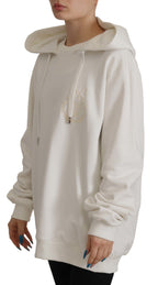 Dolce &amp; Gabbana White Hoodie Pullover Embroidered Sweater