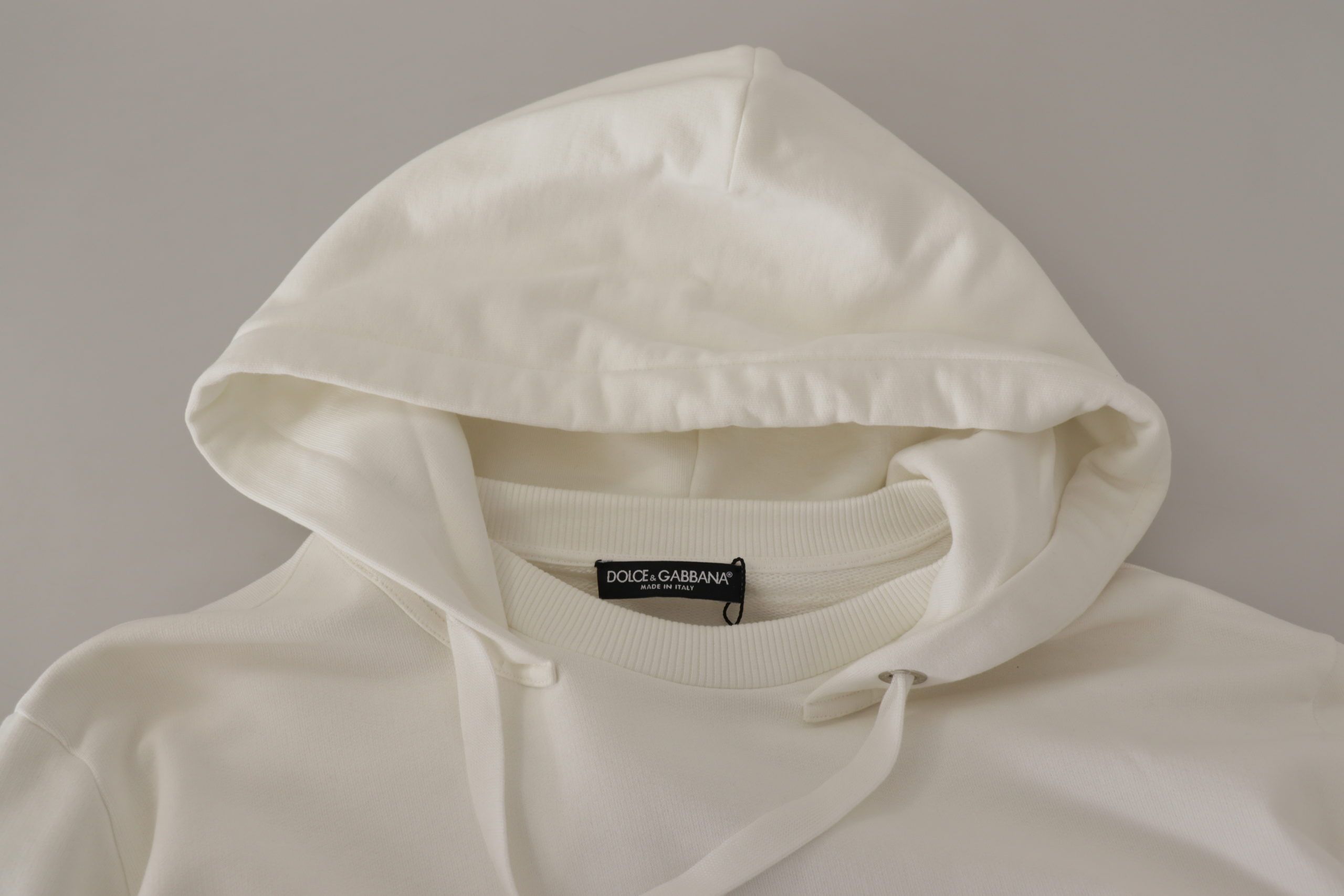 Dolce &amp; Gabbana White Hoodie Pullover Embroidered Sweater