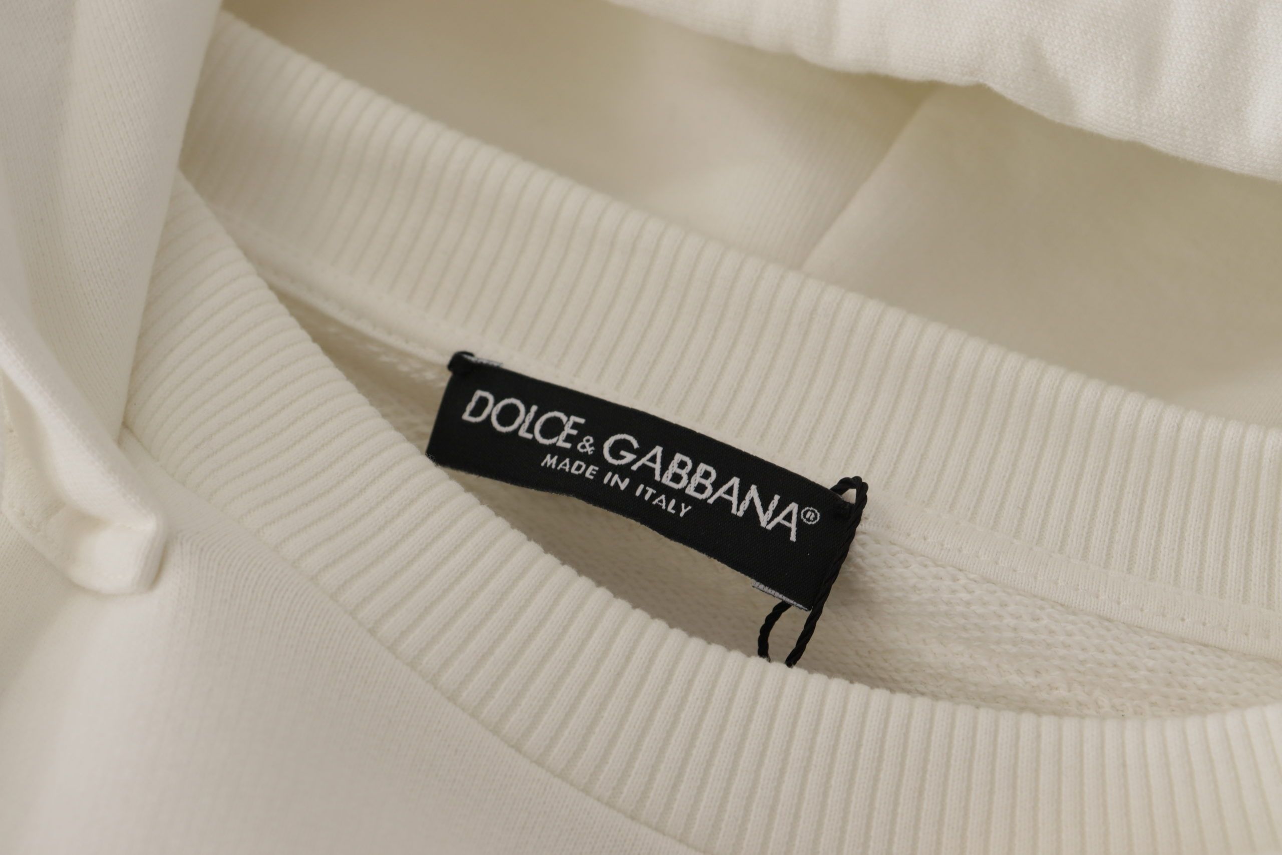 Dolce &amp; Gabbana White Hoodie Pullover Embroidered Sweater