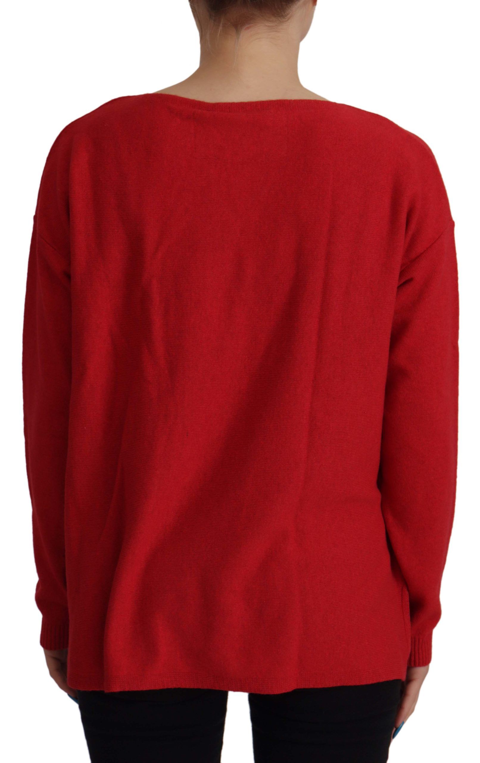 Dolce &amp; Gabbana Red Wool Knit Round Neck Pullover Sweater