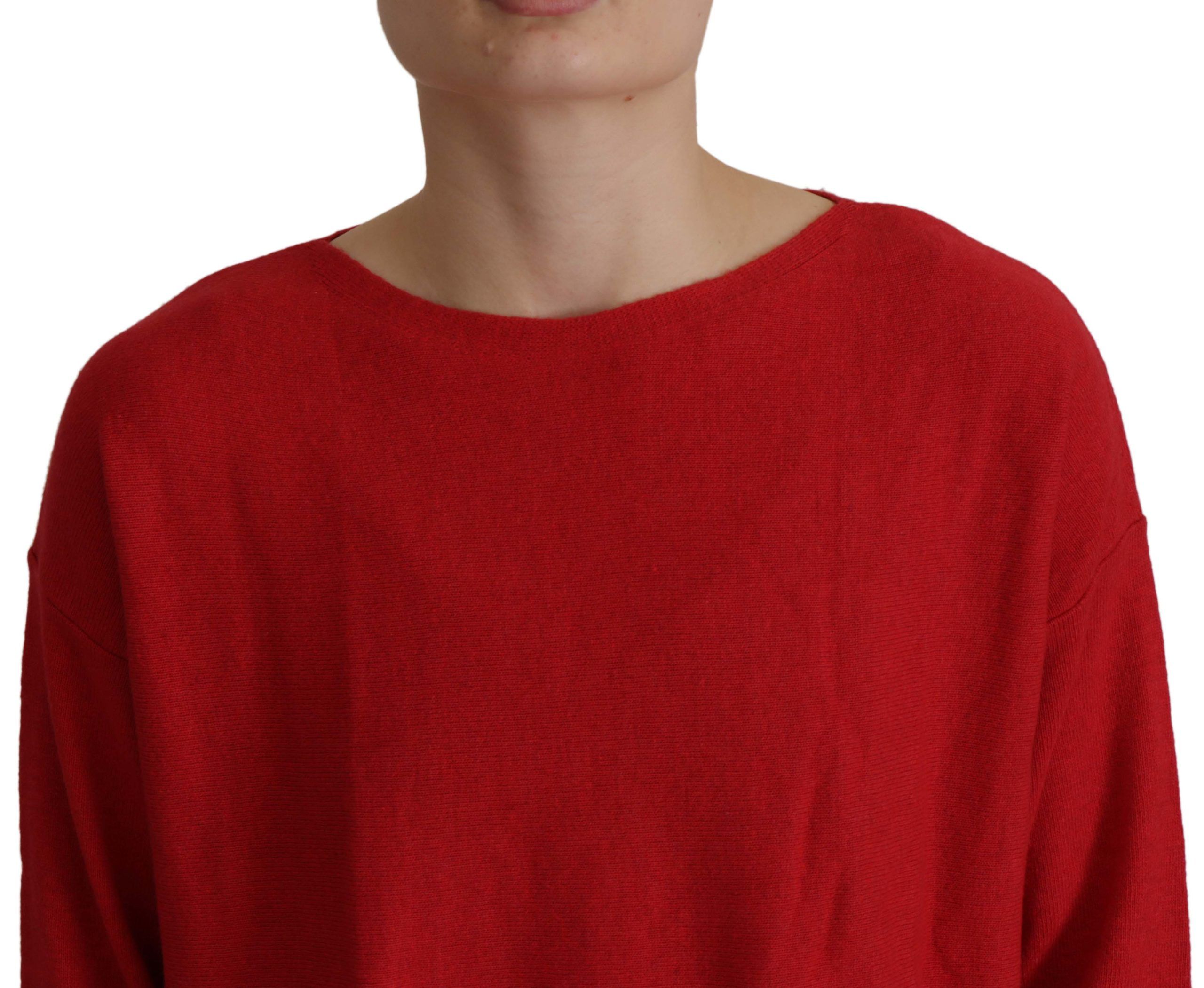 Dolce &amp; Gabbana Red Wool Knit Round Neck Pullover Sweater
