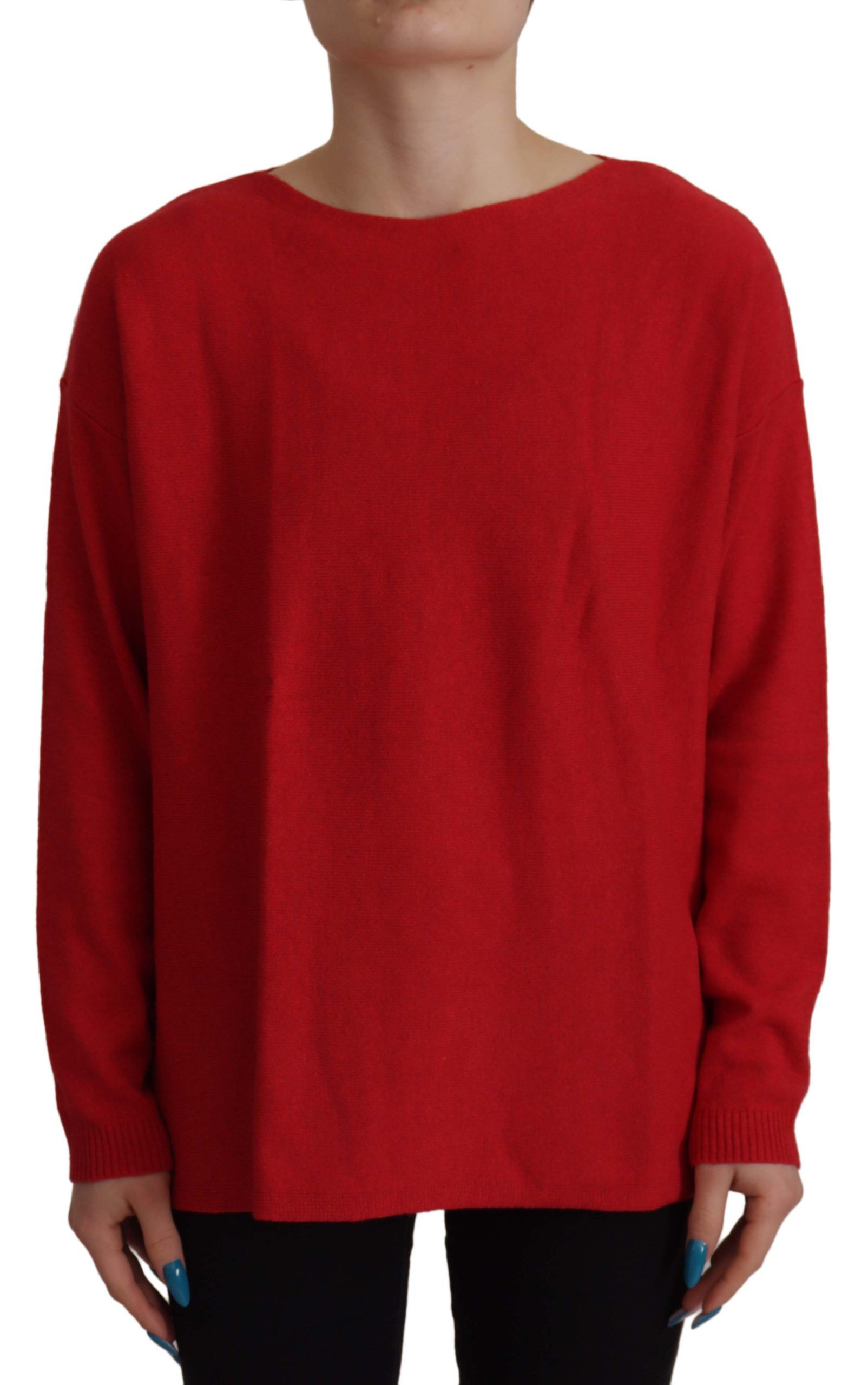 Dolce &amp; Gabbana Red Wool Knit Round Neck Pullover Sweater
