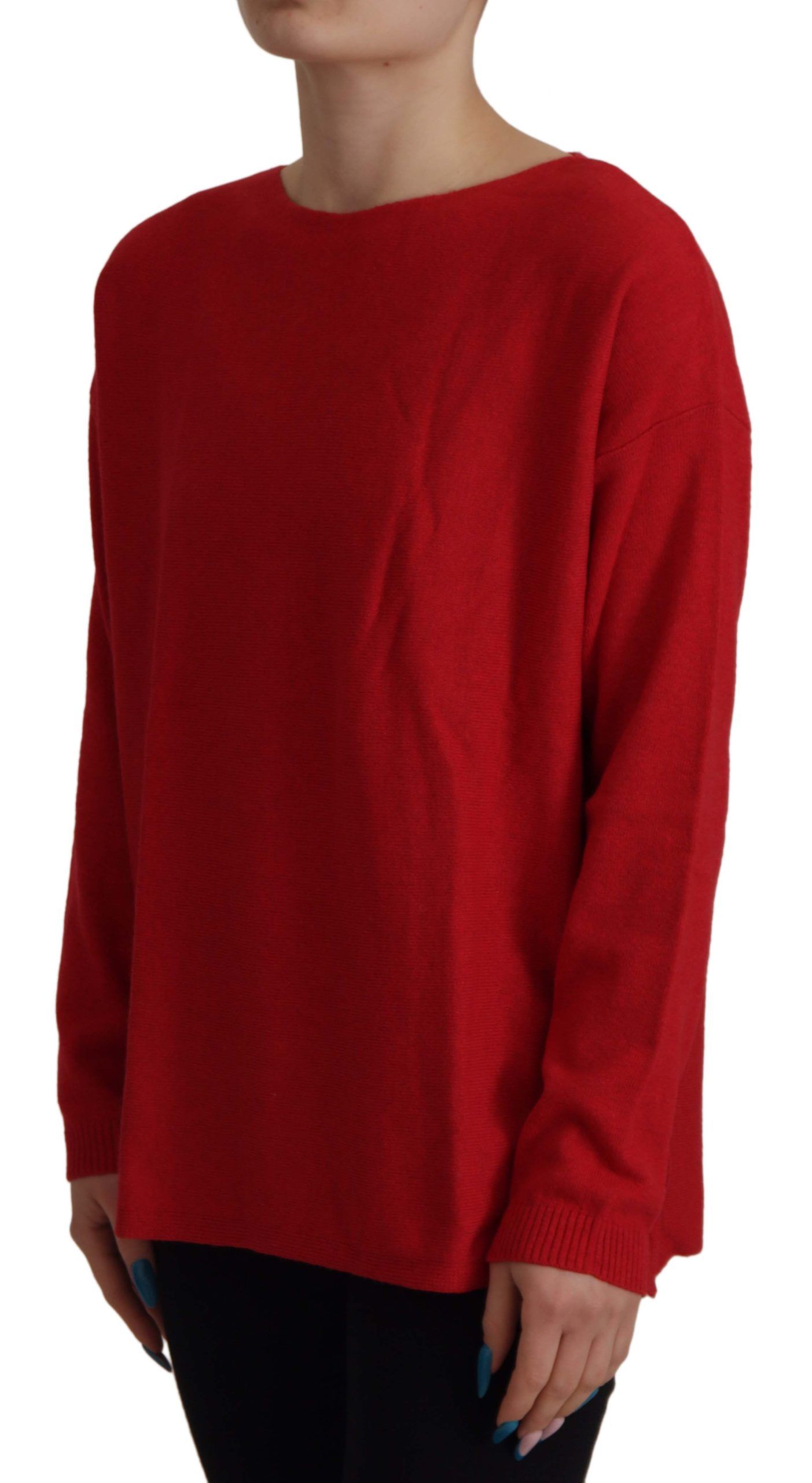 Dolce &amp; Gabbana Red Wool Knit Round Neck Pullover Sweater