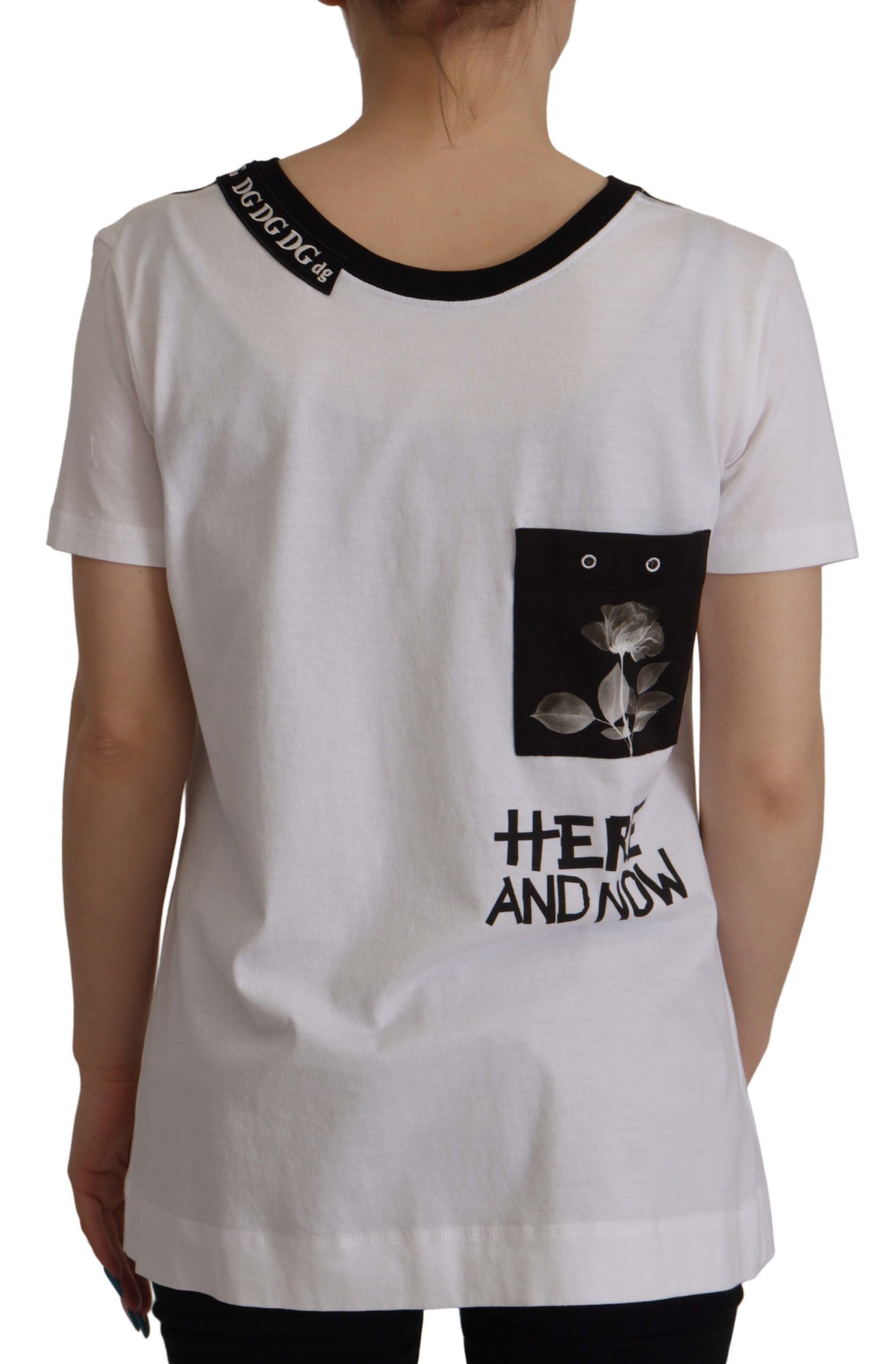 Dolce &amp; Gabbana White Slogan Print Round Neck Cotton T-shirt