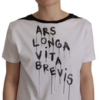 Dolce &amp; Gabbana White Slogan Print Round Neck Cotton T-shirt