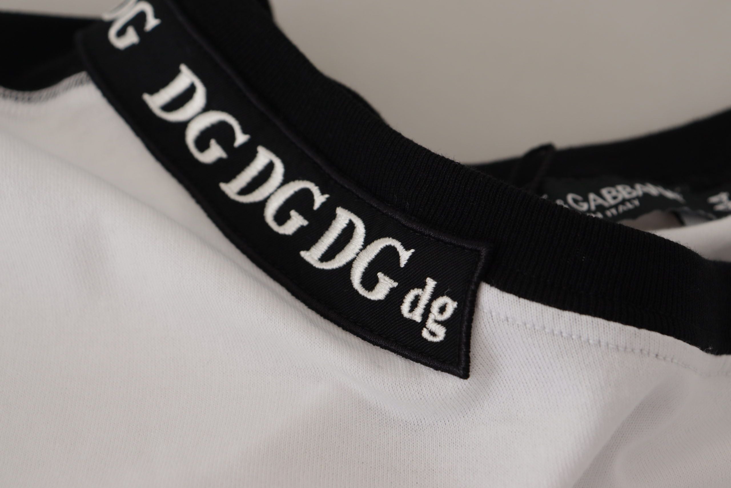 Dolce &amp; Gabbana White Slogan Print Round Neck Cotton T-shirt