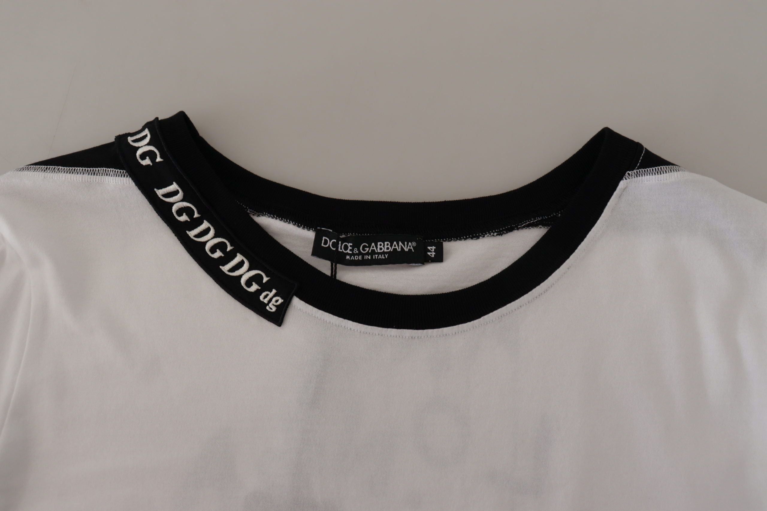 Dolce &amp; Gabbana White Slogan Print Round Neck Cotton T-shirt