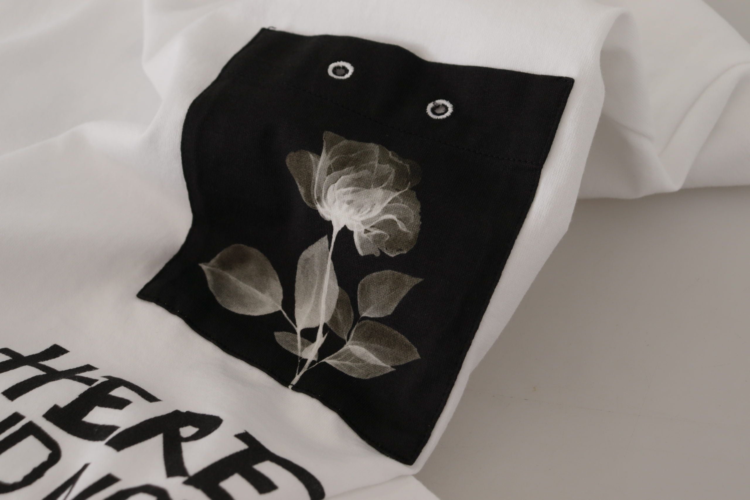 Dolce &amp; Gabbana White Slogan Print Round Neck Cotton T-shirt