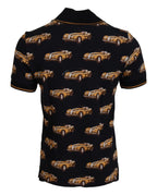 Dolce &amp; Gabbana Black Car Print Short Sleeve Polo T-shirt