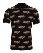 Dolce &amp; Gabbana Black Car Print Short Sleeve Polo T-shirt