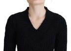 Dolce &amp; Gabbana Black Wool Knitted Sheath Sweater Dress