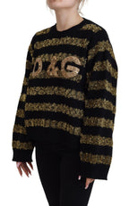 Dolce &amp; Gabbana Black Gold D&amp;G Crystal Cashmere Sweater