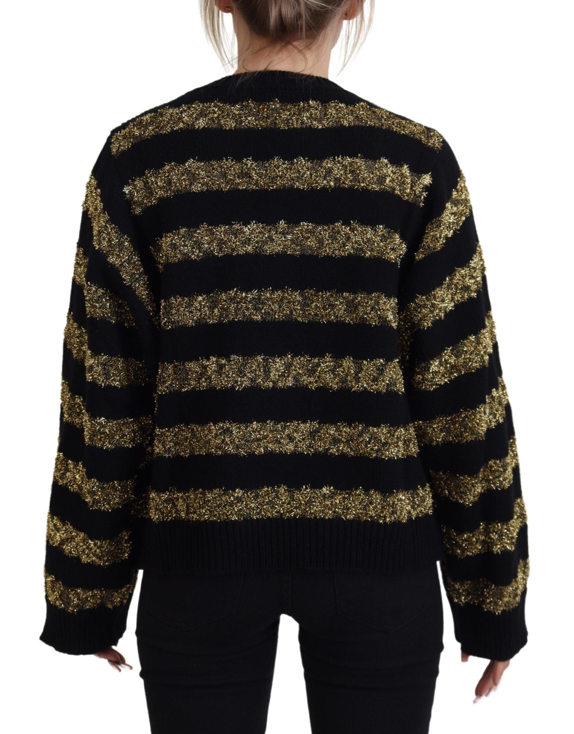 Dolce &amp; Gabbana Black Gold D&amp;G Crystal Cashmere Sweater