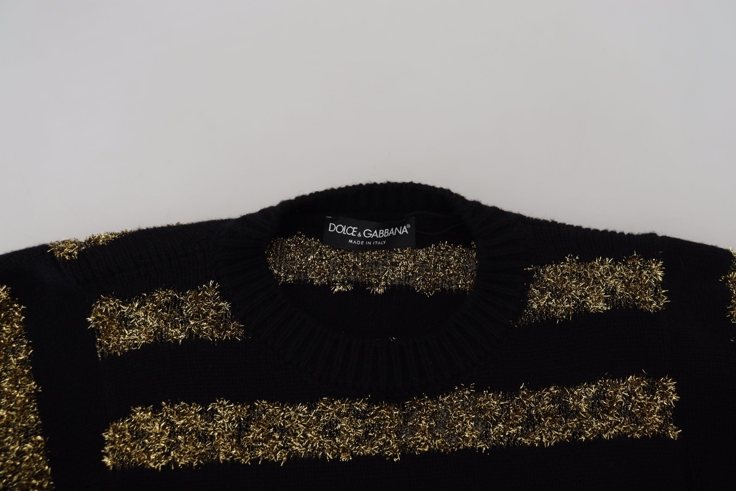 Dolce &amp; Gabbana Black Gold D&amp;G Crystal Cashmere Sweater