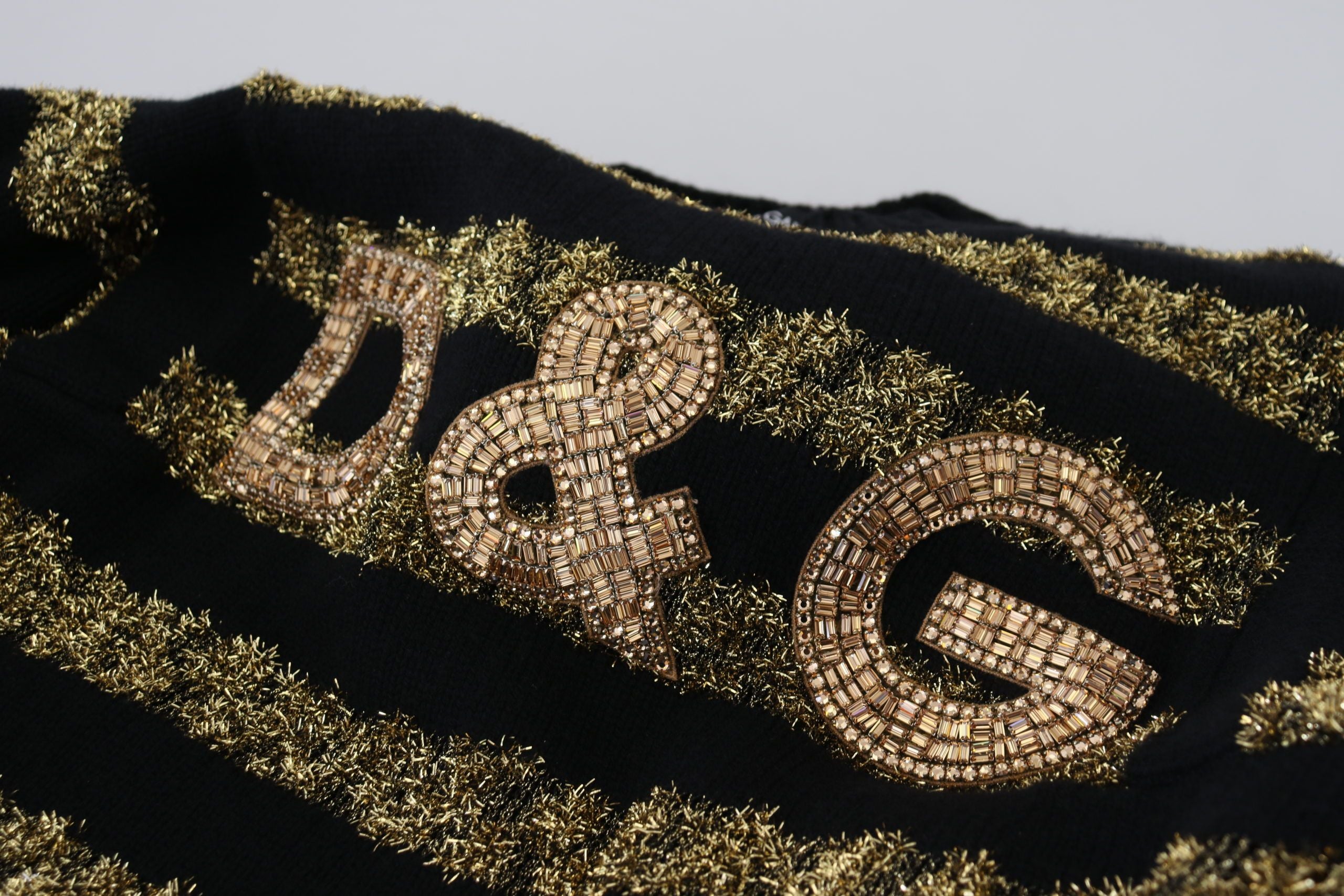 Dolce &amp; Gabbana Black Gold D&amp;G Crystal Cashmere Sweater