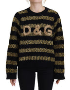Dolce &amp; Gabbana Black Gold D&amp;G Crystal Cashmere Sweater