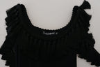 Dolce &amp; Gabbana Black Tank Top Blouse Tassle Cotton Blouse