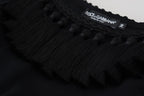 Dolce &amp; Gabbana Black Tank Top Blouse Tassle Cotton Blouse