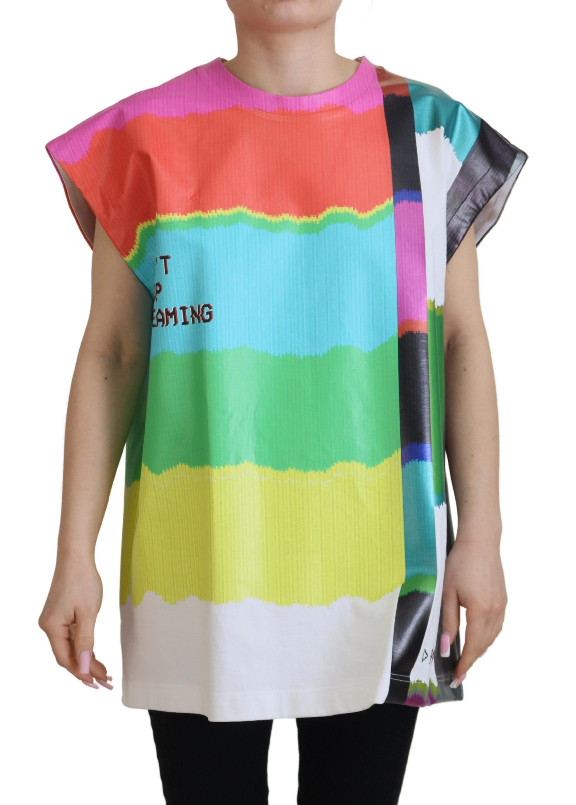 Dolce &amp; Gabbana Multicolor TV Print Blouse Cotton T-shirt