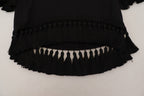 Dolce &amp; Gabbana Black T-shirt Blouse Tassle Cotton Blouse