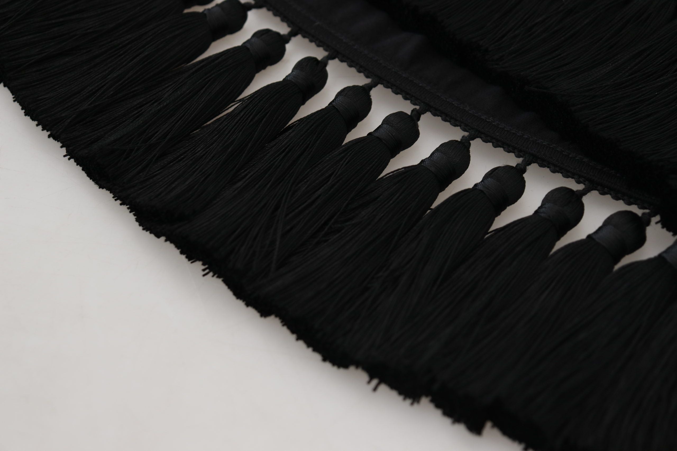 Dolce &amp; Gabbana Black T-shirt Blouse Tassle Cotton Blouse