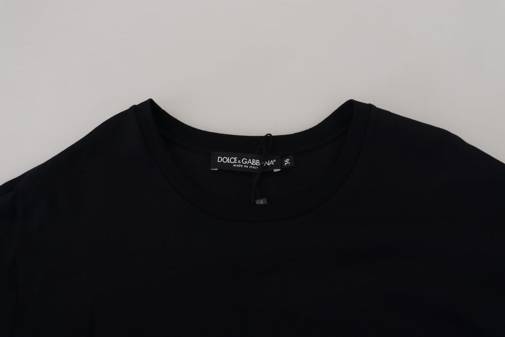 Dolce &amp; Gabbana Black T-shirt Blouse Tassle Cotton Blouse