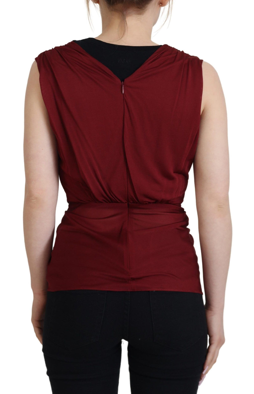 Dolce &amp; Gabbana Bordeaux Silk Stretch Top Vest Blouse
