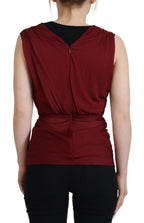 Dolce &amp; Gabbana Bordeaux Silk Stretch Top Vest Blouse