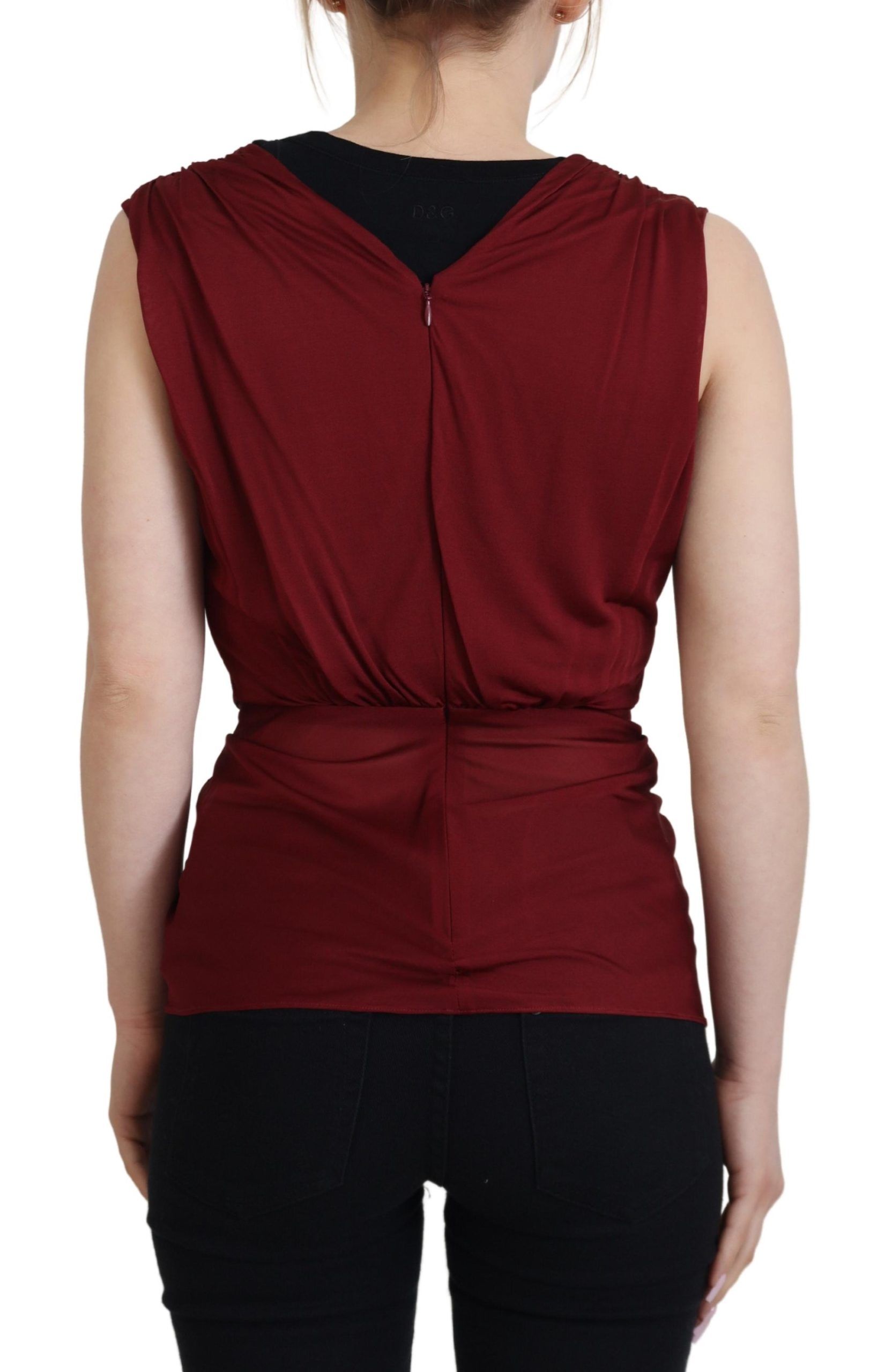 Dolce &amp; Gabbana Bordeaux Silk Stretch Top Vest Blouse