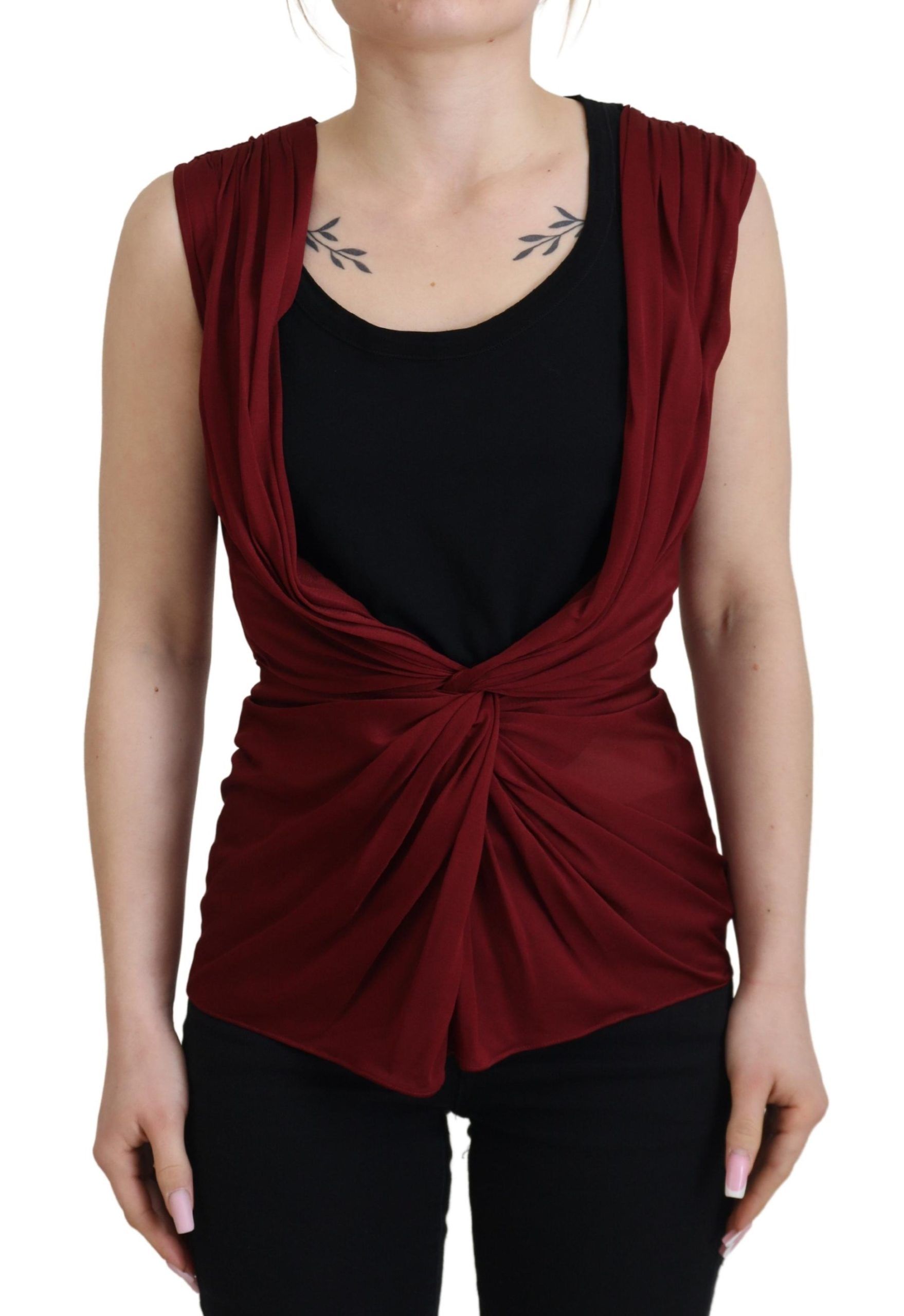 Dolce &amp; Gabbana Bordeaux Silk Stretch Top Vest Blouse