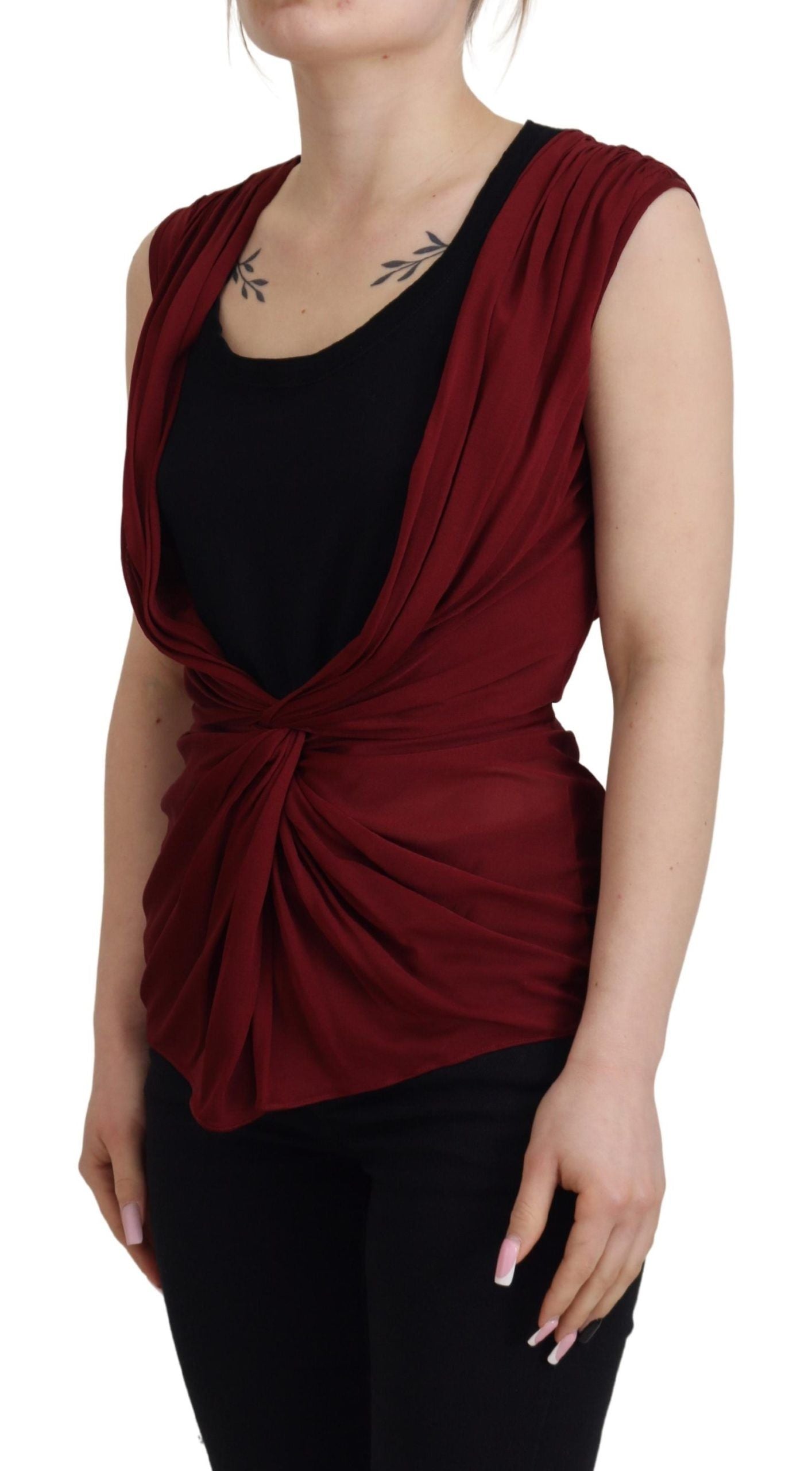 Dolce &amp; Gabbana Bordeaux Silk Stretch Top Vest Blouse