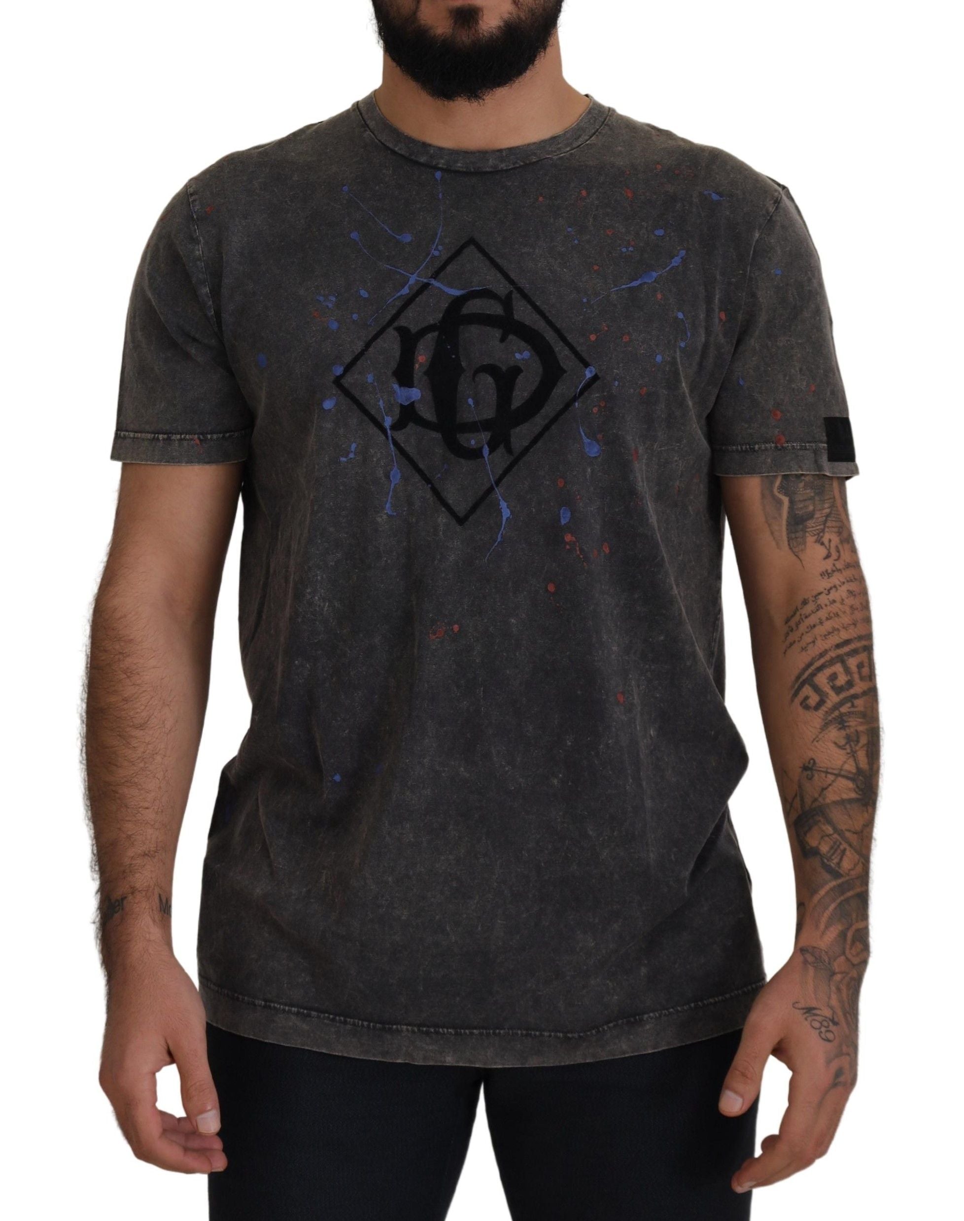 Dolce &amp; Gabbana Gray Discolored Effect DG Logo T-shirt
