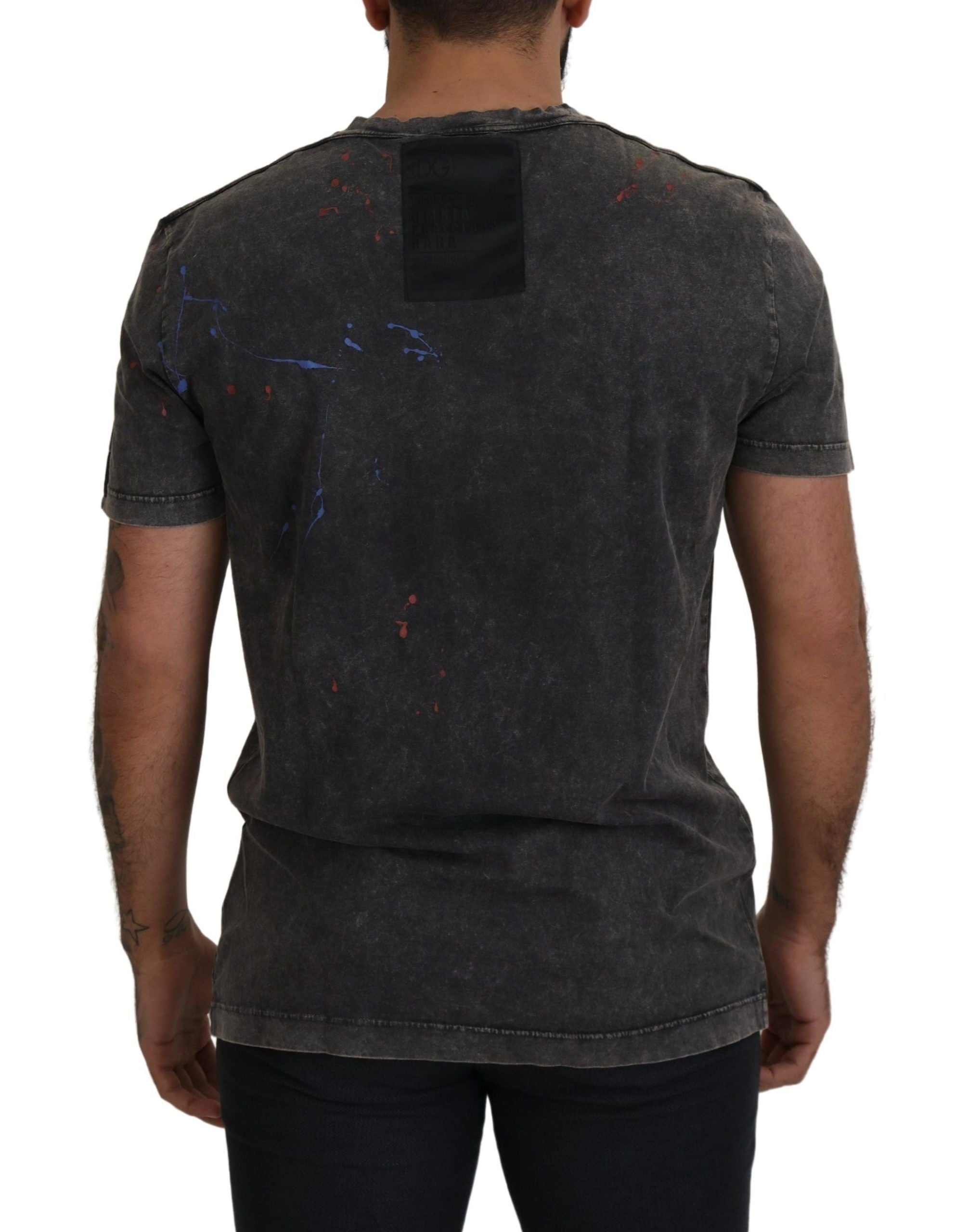 Dolce &amp; Gabbana Gray Discolored Effect DG Logo T-shirt