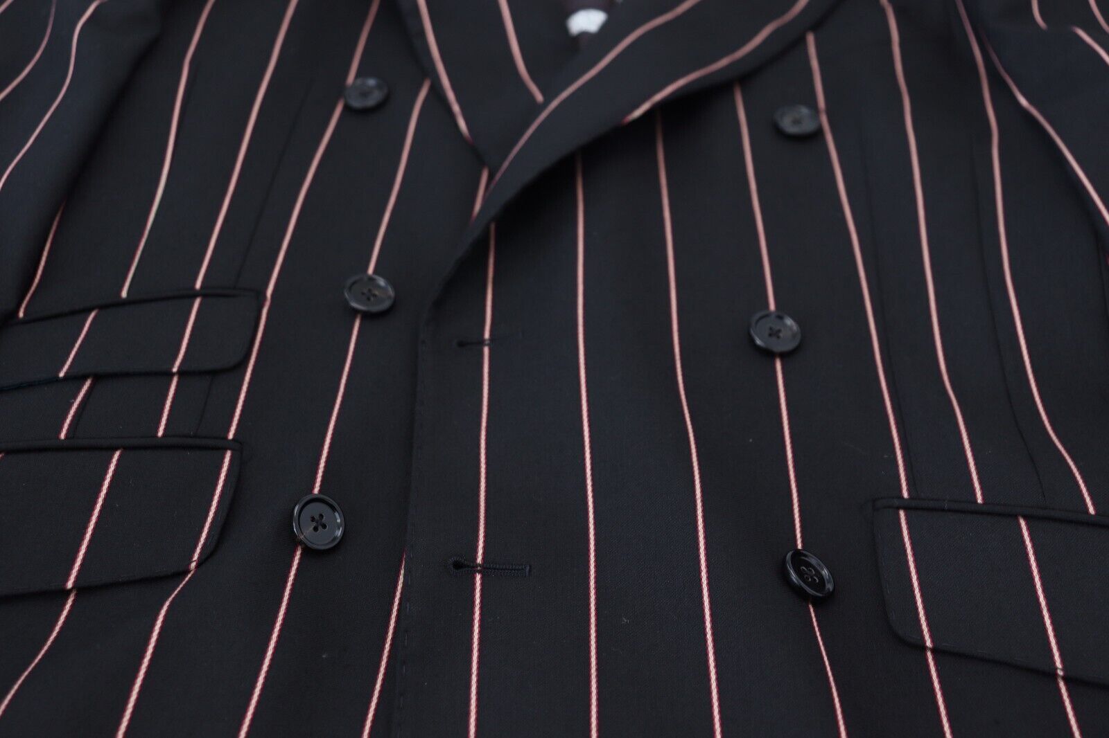 Dolce &amp; Gabbana Black Stripes Viscose Double Breasted Blazer