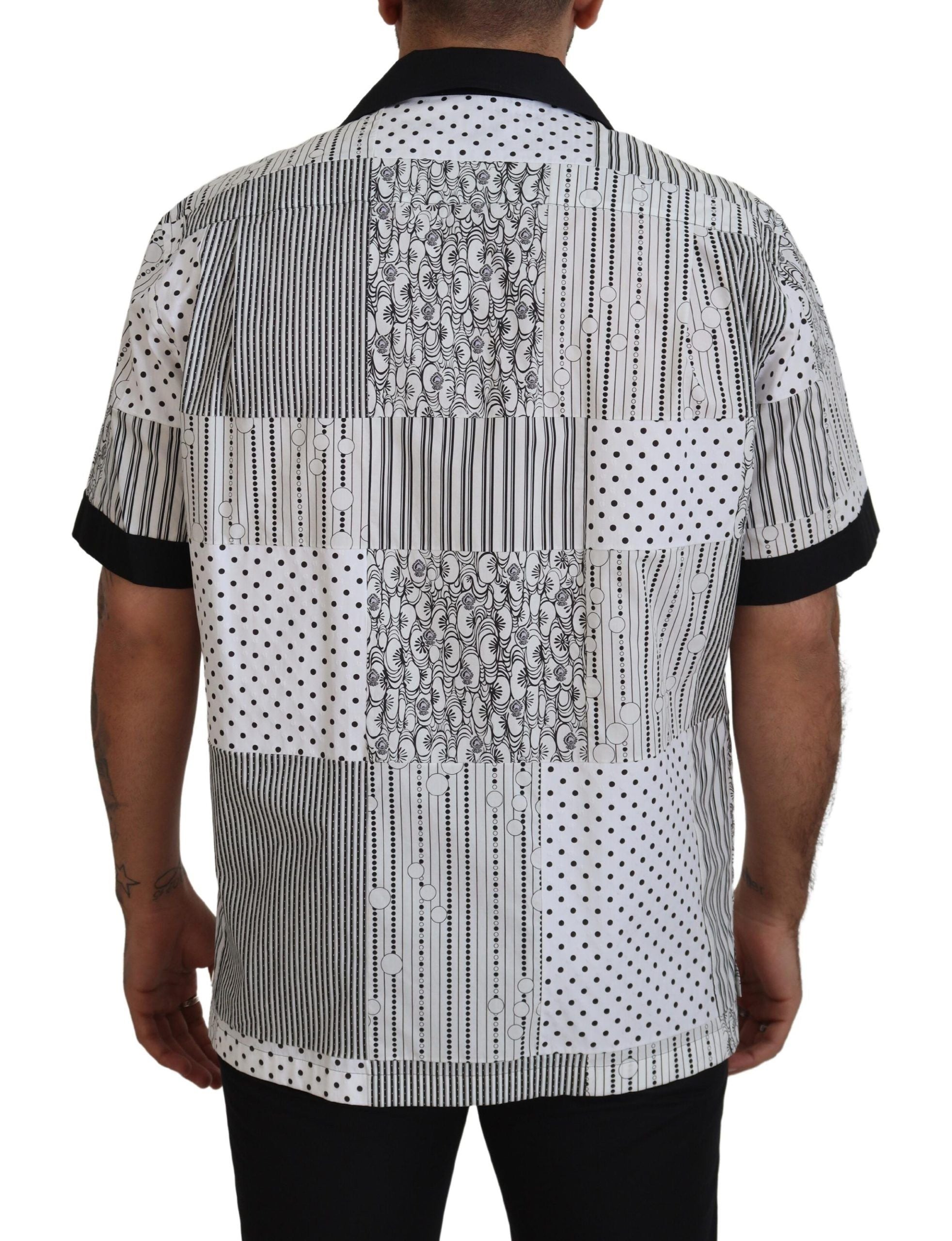 Dolce &amp; Gabbana White Black Patterned Button Down Shirt